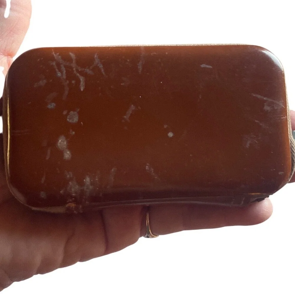 Vintage White House Grooming Kit Made in Germany Brown Leather Zipper Case Set